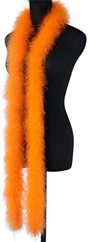 Federboa Orange Federdichten,Flauschige Federboa zum Basteln,Federboa Boa Kostümzubehör,Feder Schal Karneval Boa,Federstola Federschal Damen Mädchen Karnevals Kostüm Accessoire,Halloween,Party,2M