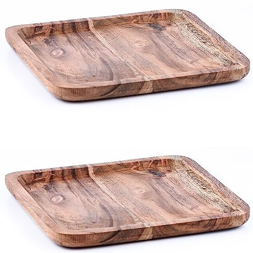 Marrakesch 2er Set Serviertablett aus Holz 20x20cm groß | Tablett Servierplatte Anea modern als Tischdeko