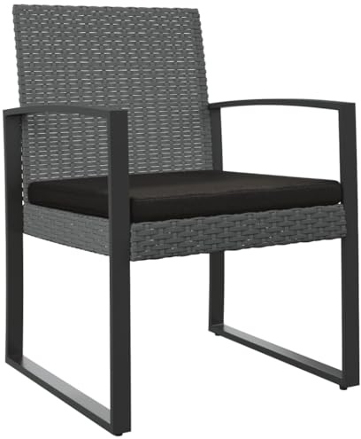 vidaXL Garten-Esszimmerstühle 2 STK. Dunkelgrau PP-Rattan
