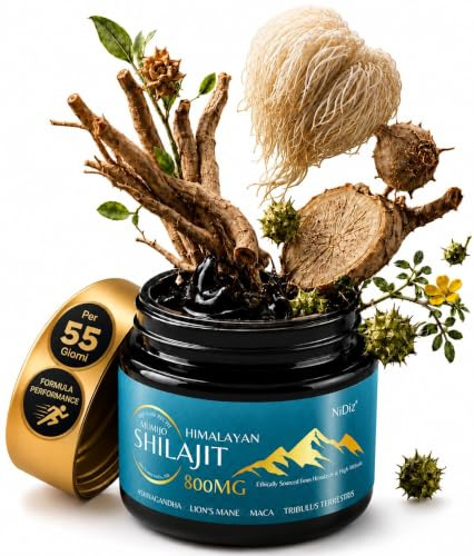 Shilajit Himalayano Puro 50g, Ayurveda 5 in 1, 900mg, Testato in Europa | Resina di Shilajit himalayano puro, 5 erbe ayurvediche, 900mg per dose, testata in laboratorio in Europa, 50g