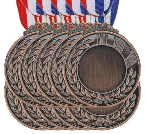PATIKIL Leere Auszeichnungsmedaillen, 10er-Pack Bronze Auszeichnungsmedaillen mit Halsband, Machen Sie Ihre eigenen Medaillen, Gewinnermedaillen für Wettbewerbe