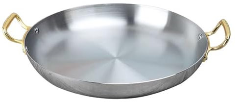Paellera Española, 4 Tamaños Acero Inoxidable Marisco Paellera Antiadherente Paellera, Sartén Con Asas Dobles Remachadas Para Hogares O Restaurantes, Plata, 36cm