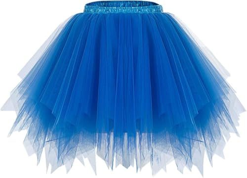 Damen Karneval Kostüm Tüllrock 80er Puffy Tütü Röcke Tüll Petticoat