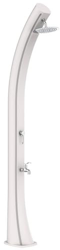 Doccia Solare Bianca da Esterno in Polietilene HD, Altezza 226 cm, Serbatoio da 40 Litri, Lavapiedi e Soffione da 15.24 cm STARMATRIX RIOXXL-SS0935XXL-WHITE.