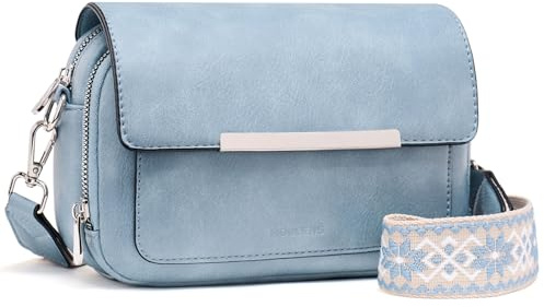Roulens Damen Handy Umhängetasche, Vegan Leder Crossbody Bag Schultertasche mit Verstellbar Abnehmbar Breiter Gurt