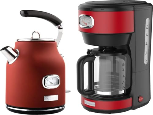 Westinghouse Retro Wasserkocher + Kaffeemaschine - Kaffeefilter - Rot