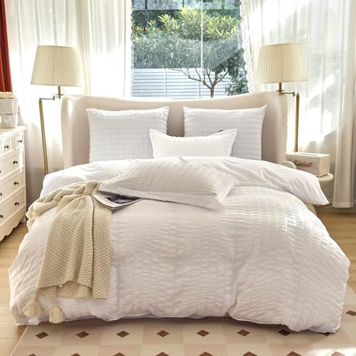 Amolavet Seersucker Bed Linen White 135 x 200 cm