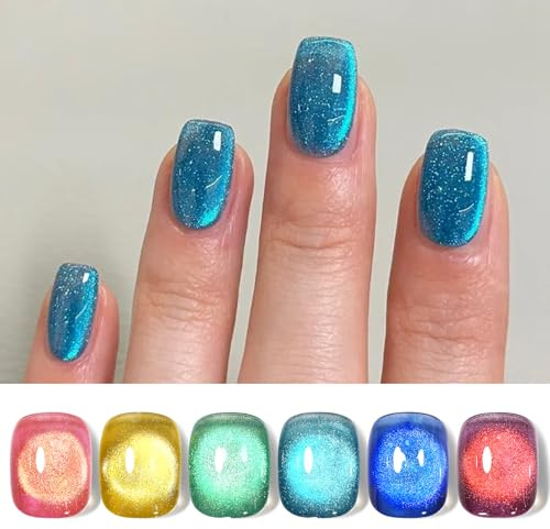 Born Pretty Cat Magnetic Eye Gel Neon Glitzer Frühling Sommer UV Nagellack Aurora Regenbogen Gel Nagellack Maniküre und Nagelkunst DIY zu Hause