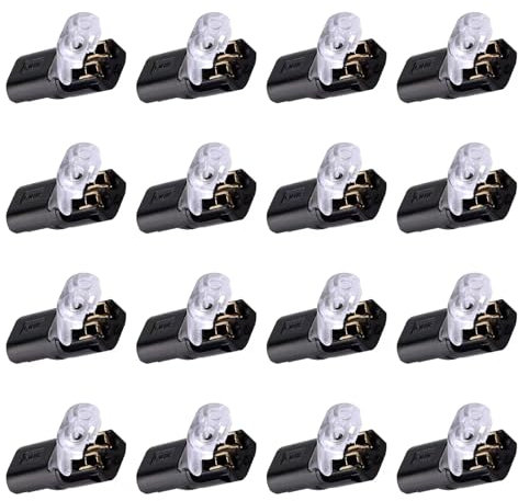 16 PCS Low Voltage Wire Connectors, 2 Pin Electrical Connectors Compact Wire Terminals, Quick Dual Wire Terminal Block No Wire-Stripping Required Compact Conductor Cable Connectors for 18-22mm AWG