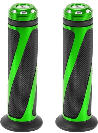 Motoforti 7/8 22Mm 15/16 24Mm Poignées De Guidon Universelles en Caoutchouc Et Alliage D'Aluminium pour Moto Scooter Vélo Noir Vert 1 Paire
