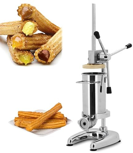 SenhE Macchina Churro Verticale, Riempitrice Manuale per Churro, Macchina per Frutta Latina in Acciaio Inossidabile con 5 Ugelli Commerciale Commerciale