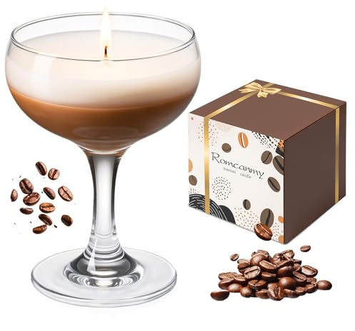 Toptime Kaffee Duftkerzen, Espresso Martini Duftkerzen Geschenkset für Frauen Männer, Kerze im Glas mit Natürliche Sojawach Baumwollkern, 35 Stunden Brenndauer, Kerze Geschenk für Café Bar Dekoration