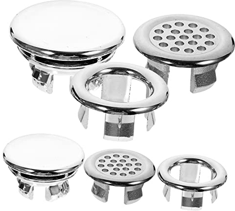 SEWACC 6pcs Bathroom Wash Basin Overflow Ring Sink Overflow Cover Plastic Basin Hole Cover Universal Sink Accessories for Hole Sealing and Protection