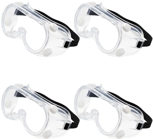 GYTFOG 4PCS Safety Goggles, Protective Goggles for Work, Eye Protection Glasses with Clear Lens, Adjustable Strap, for DIY, Welding, Auto Repair, Woodworking, Dust Protection