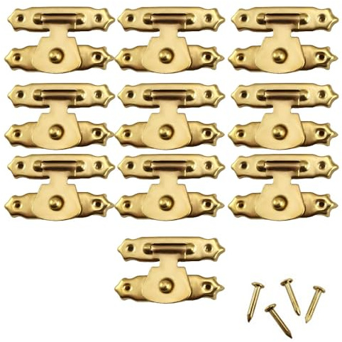 10PCS Box Hasp Lock Latch, Toggle Catch Latch Clasp, Gold Box Lock Buckle, 26x16mm