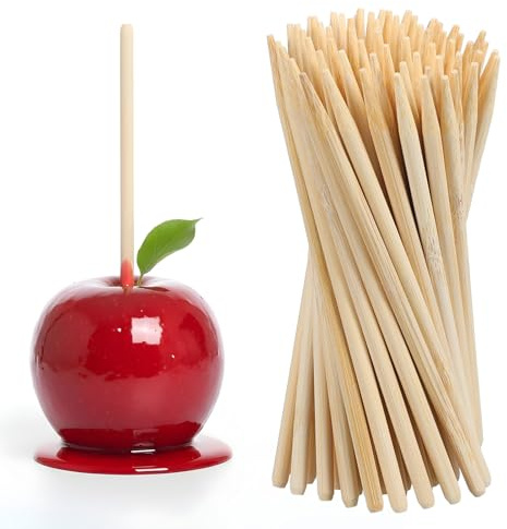100 Pcs Bamboo Candy Apple Sticks, 5.5 Inch Semi Pointed Lollipop Skewers, Wooden Caramel Apple Sticks Natural Wooden Bbq Barbecue Skewer For Corn Dog, Bbq, And Diy Crafts