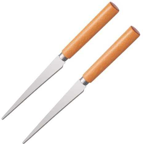 ARTIBETTER Cuchillo para Desbarbar de Acero Inoxidable Mango de Madera Pulido 2 Piezas de Herramienta de Modelado para Arcilla y Bricolaje en Manualidades Artísticas