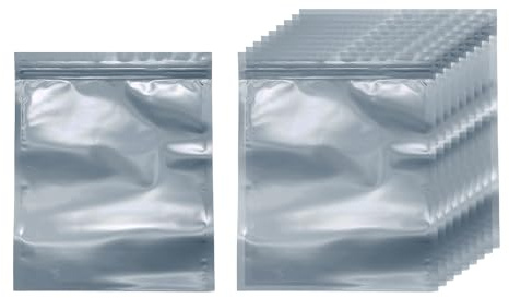 QUARKZMAN 30 Bolsas Antiestáticas 6.3 x 7.9 Doble Capa Anti Estática Reutilizable ESD De Blindaje para GPU Disco Duro HDD SSD Luces LED Gris Oscuro Semitransparente
