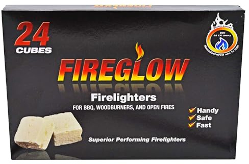 Firelighters Starter Blocks Cube for BBQ, Woodburner, Open Firelighter, Campfire, Stove, 24 Cubes in 1 Box (1 Pack (24 Cubes))