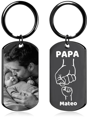 JONZIN Porte Clef Photo Personnalisable, Cadeau Fête des Pères | Porte Clé Personnalisé pour Papa, Cadeau Pour Fête des Pères, Anniversaire, Noël, Résistant à la Décoloration