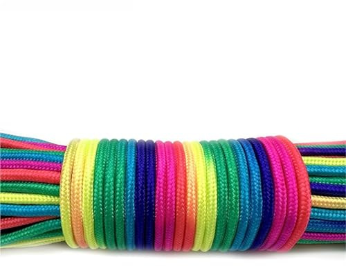 CYMMIYT Paracord Regenbogenseil 7 Stränge Fallschirmseil Klettern Überlebensausrüstung Armband 31 Meter 2 mm / 3 4 Durchmesser(3mm Dark Color,31 Meters)