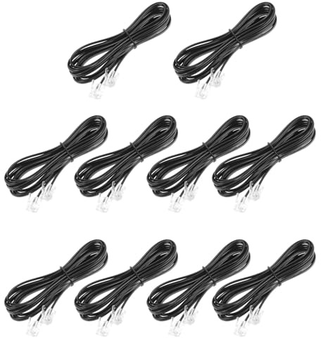 PLAFOPE Cavo Telefonico a 4 Fili 2 Metri in Rame e Pvc Connettore Rj11, Resistente a Basse Temperature, per Uso Domestico e Ufficio, Confezione da 10 Pezzi