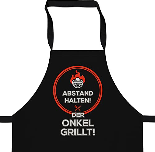 Fashionalarm Schürze Abstand halten - Der Onkel grillt | Koch & Grillschürze mit lustigem Spruch Geburtstag Geschenk Idee Grill Party BBQ,