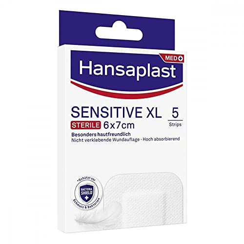 5 x Hansaplast Pflaster - Sensitive Sterile XL - 5 Streifen (6 x 7 cm)