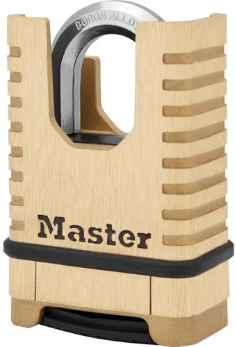 MASTER LOCK Brass Heavy Duty Solid Padlock, Security Level 9/10, Outdoor, Combination, Anti-Rust and Weatherproof, Closed Shackle