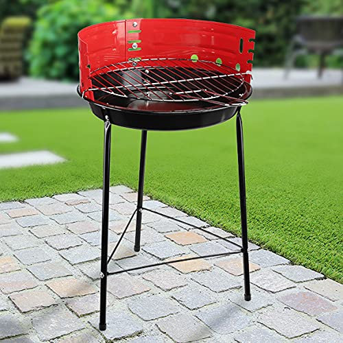 Rundgrill 56 x 33cm für für Holzkohle, Barbecue Grill für den Garten Balkon Terrasse und Festivals, Grillrost ca. 29cm Durchmesser