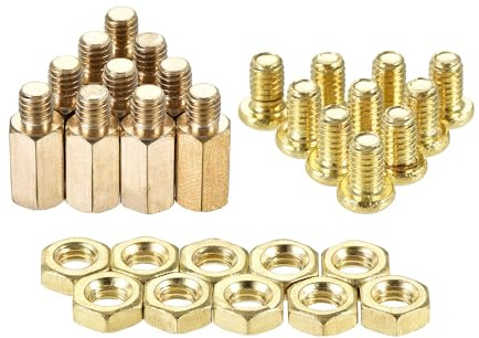 sourcing map 10 Sätze M4 Sechskant Abstandsbolzen Abstandsstück 10mm+4mm | Gewinde Mutter Kit, Messing, männlich-weiblich, PCB Motherboard