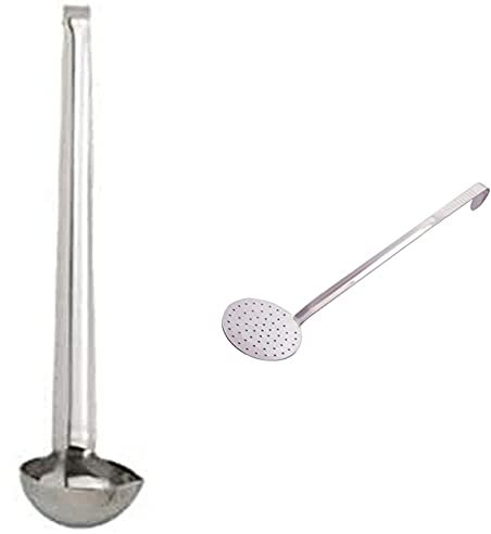 DE BUYER -3021.66 -louche INOX Monobloc Standard a Bec ø06 & 3150.08 -ecumoire INOX Extra-Forte ø 08 cm