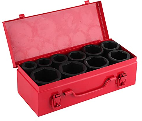 Dioche Steckschluessel-Satz,10-tlg Schlagschrauber Nüsse Set ​3/4 Zoll Kraft-Steckschlüssel-Einsatz-Satz Sechskant Tragbares Auto Aurkzeug Set 22-50 mm