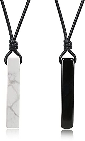 coai Partnerkedja med barhänge, Howlith Obsidian, Obsidian,