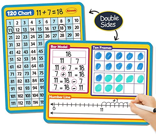 Whiteboard, trocken abwischbar, 22,9 x 30,5 cm, doppelseitig, 120 Zahlen, Mathematik, für Kinder, Studenten, Klassenzimmer und Zuhause, kleines Whiteboard, trocken abwischbar (Zahlenzeile)