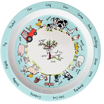Tyrrell Katz Kids Farm Printed Plate in Melamine - Dishwasher Safe Children's Outdoor Dining Everyday Tableware - 21.5 cm Diameter