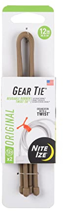 Nite Ize, Inc. GT12-29-2R3 Nite Ize Original Gear, gomma riutilizzabile, 30,5 cm, confezione da 2, coyote, made in USA Twist Tie
