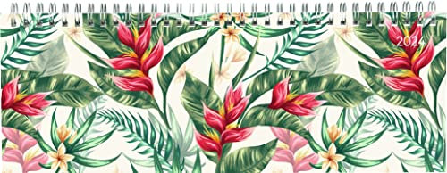 Tisch-Querkalender Style Dschungel 2024 - Büro-Planer 29,7x10,5 cm - Tisch-Kalender - 1 Woche 2 Seiten - Ringbindung - Alpha Edition