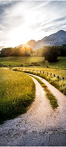 wandmotiv24 Türtapete Bergpanorama am Abend, Sonne, Berge 100 x 200cm (B x H) - selbstklebend Vlies 150g Sticker für Türen, Türfolie, Aufkleber, M1250