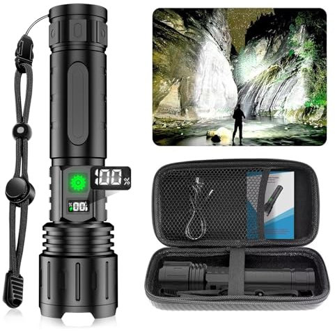 MOREVAC Rechargeable LED Flashlights High Lumens, High Lumens & 1500 Meters Super Bright Rechargeable Tactical Flashlight with 5 Modes,Waterproof,Powerful Handheld Flash Light for Camping