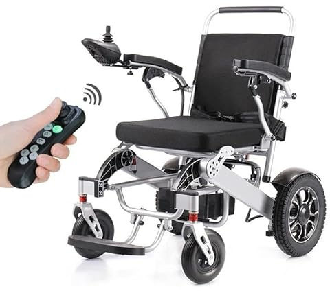 Foldable Electric Wheelchair Automatic Folding Power Chair Mobility Chair 26 ah Battery 6 KMPH 250W Motor Aluminium Frame Silver