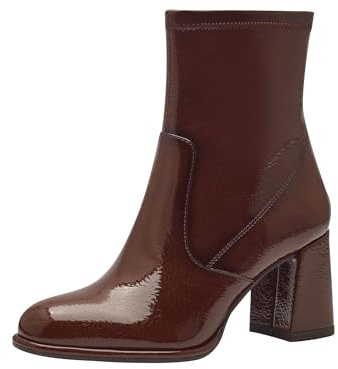 Tamaris Damen Absatzstiefelette Blockabsatz Vegan; BROWN PATENT, EU 40
