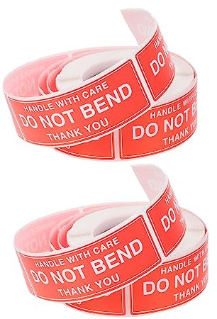 GRIRIW 2rollen Warnaufkleber Do Not Bend Selbstklebend Versandetiketten Wasserfest Stark Haftend Für Pakete Und Verpackungen Rote Caution Sticker Für Empfindliche Sendungen