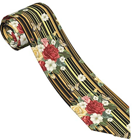 fifbird Krawatten für Herren und Jungen, modisch, schmale Herren-Krawatte, englische Rosen im Vintage-Stil, Halsbekleidung, Kostüm-Accessoire für den täglichen Gebrauch, Business, Party, Hochzeit,