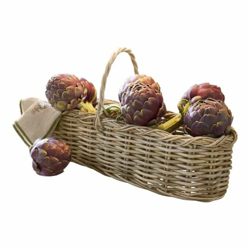 Loberon Korb Allegretta, braun | Handgeflochten, in Zwei Fächer Unterteilt, Schlankes Design, Aufbewahrung, Dekoration, Rattan