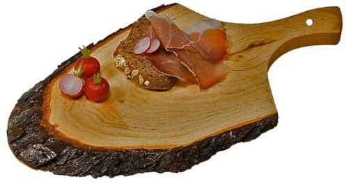 Bonussi Tagliere Ovale in Legno Corteccia con Manico 35x14cm Salumi Formaggi Affettati