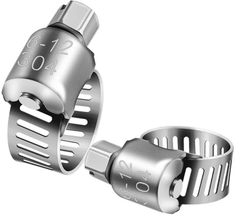 CTRSM Pipe Clamp,Clamp Rings, 2-10pcs Adjustable Worm Gear Stainless Steel 6-95mm Hose Clip Lock for Water and Gas Pipes,(9 16mm 10pcs)
