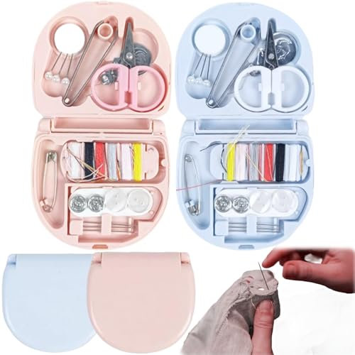 Nähset Reise mit Nähzubehör,2pcs Mini Nähzeug Geschenke,Nähset Mini,Nähset Reise Reisende,Tragbares Reise Näh Nähzubehör Sewing Kit