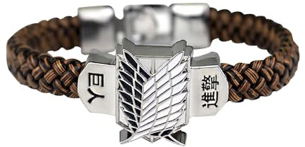 GAUEIOUR Pulsera de anime de ataque, insignia del regimiento explorador para cosplay, pulseras de cuerda de cuero, pulsera de ambiente avanzado para fanáticos del anime