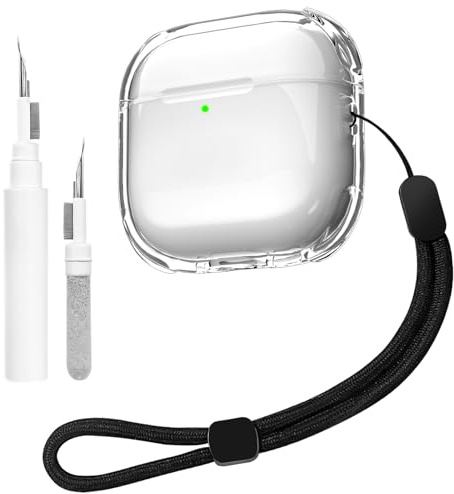 Teyomi Transparent Hülle Kompatibel mit AirPods 4. Generation mit Reinigungsset,Schutzhülle kompatibel mit Apple Airpods 4 mit Handschlaufe,Kompatibel mit Airpods 4 Case (USB-C, Kabelloses Laden,Klar)